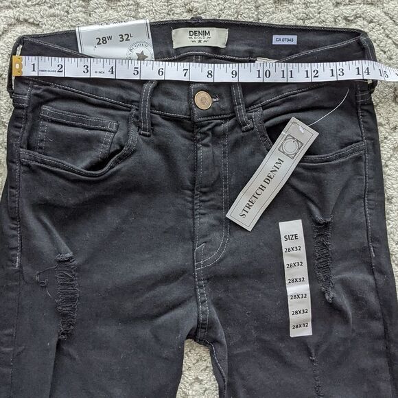 NWT DENIM GOLD black high rise distressed jeans size 28x32 - Picture 12 of 13
